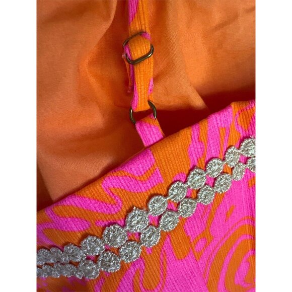 Lilly Pulitzer Hot Pink/Orange With Gold Accents 2015 Seaesta Romper Size 4 - Picture 7 of 14